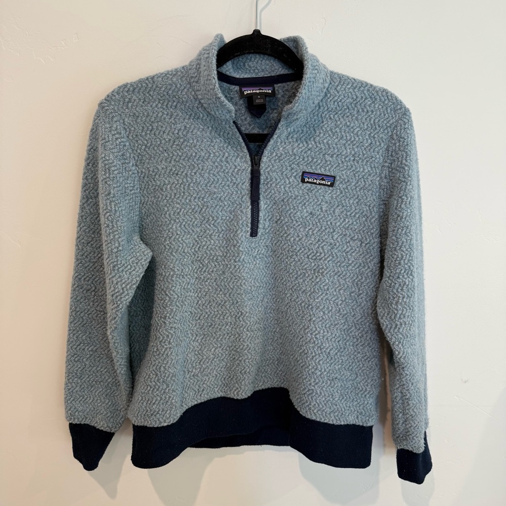 Patagonia Wollyester Blue Zip-Up Fleece Pullover Sweater Womens Small Outdoor
